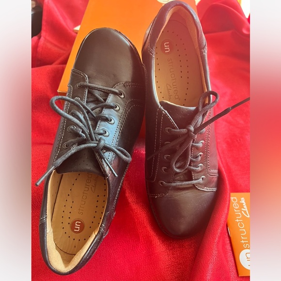 ❤️❤️ Unstructured by Clark’s Black Leather Lace Up Loafer “NWT” ❤️❤️ - Picture 5 of 10